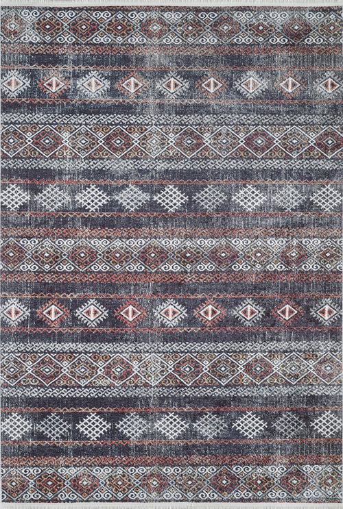 Geometric Area Rug - Brown Digital Print Carpet | Non Slip, Antibacterial, Washable Floor Mat