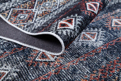 Geometric Area Rug - Brown Digital Print Carpet | Non Slip, Antibacterial, Washable Floor Mat