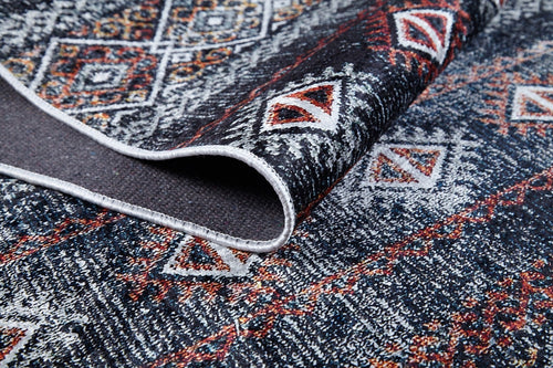 Geometric Area Rug - Brown Digital Print Carpet | Non Slip, Antibacterial, Washable Floor Mat