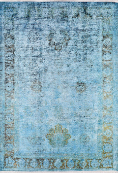 Digital Print Area Rug - Turquoise Classic Style Carpet | Non Slip, Washable Floor Rug
