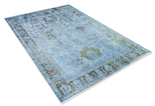 Digital Print Area Rug - Turquoise Classic Style Carpet | Non Slip, Washable Floor Rug