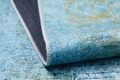Digital Print Area Rug - Turquoise Classic Style Carpet | Non Slip, Washable Floor Rug