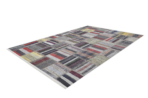 Piska Grey Patchwork Digital Print Area Rug
