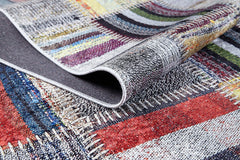Piska Grey Patchwork Digital Print Area Rug