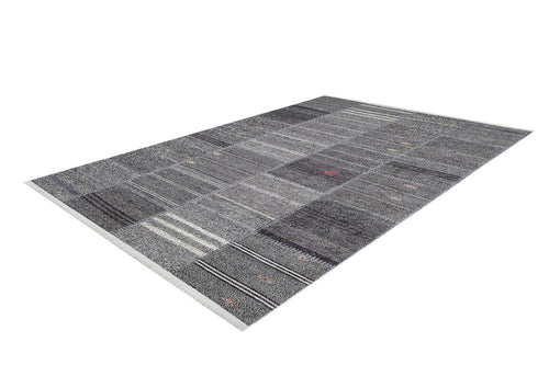 Anthracite Patchwork Rug - Digital Print Area Carpet | Non Slip, Washable, Antibacterial