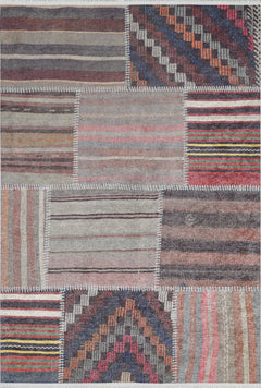 Patchwork Area Rug - Modern Digital Print Brown Carpet | Non Slip, Antibacterial