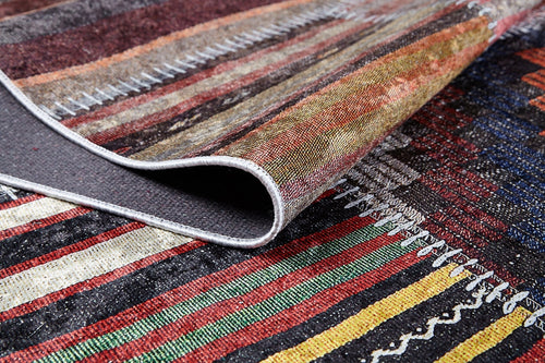 Patchwork Area Rug - Modern Digital Print Brown Carpet | Non Slip, Antibacterial