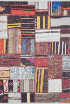 Rawska Multy Patchwork Digital Print Area Rug