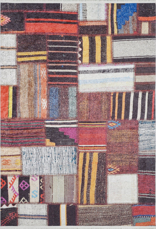 Rawska Multy Patchwork Digital Print Area Rug