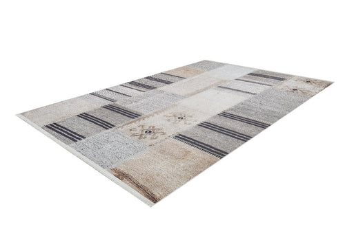 Cream Patchwork Rug - Non Slip Digital Print Area Rug for Living Room & Kitchen