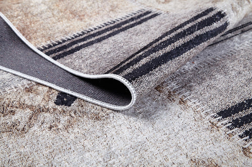 Cream Patchwork Rug - Non Slip Digital Print Area Rug for Living Room & Kitchen