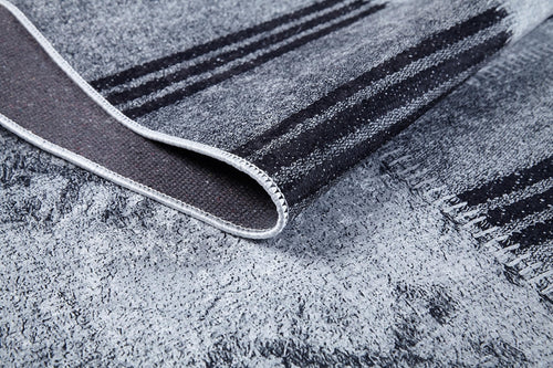 Grey Patchwork Area Rug - Digital Print Non Slip Washable Carpet for Living Room