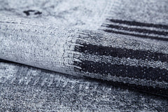 Grey Patchwork Area Rug - Digital Print Non Slip Washable Carpet for Living Room