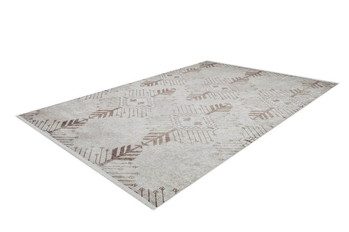 Beige Area Rug - Geometric Digital Print Carpet | Non Slip Washable Floor Rug