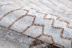 Beige Area Rug - Geometric Digital Print Carpet | Non Slip Washable Floor Rug