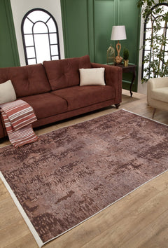 Modern Digital Print Rug – Brown Area Rug | Antibacterial Non Slip Carpet
