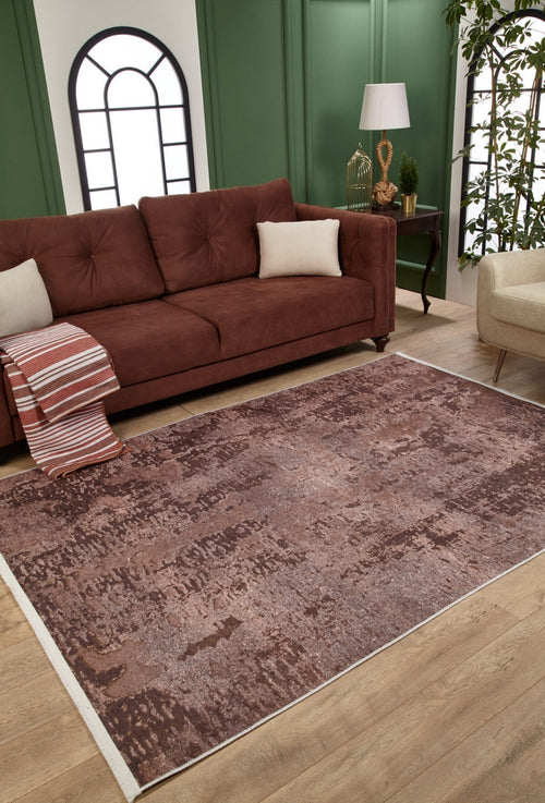 Modern Digital Print Rug – Brown Area Rug | Antibacterial Non Slip Carpet