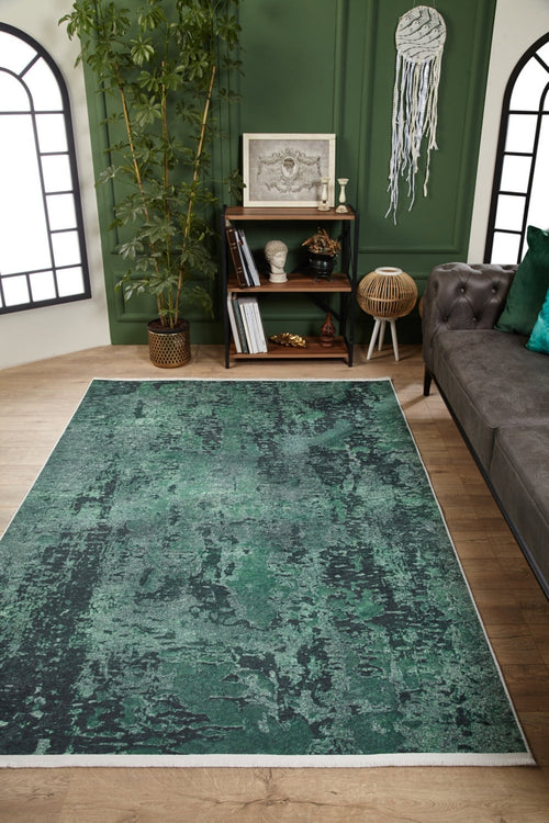 Modern Digital Print Rug | Green Area Rug - Non Slip Antibacterial Carpet