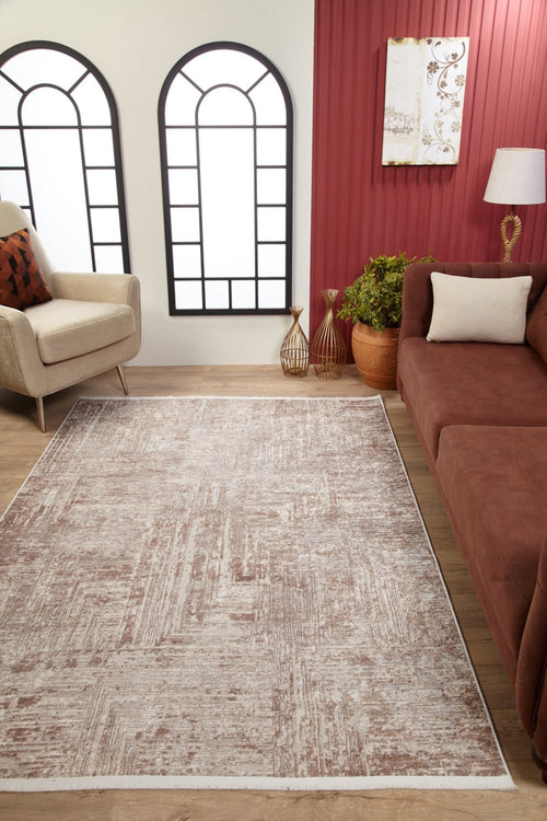 Modern Digital Print Rug - Beige Non Slip Antibacterial Area Carpet for Living Room