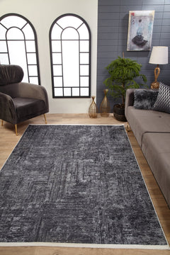 Muridke Grey Modern Digital Print Area Rug