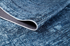 Modern Digital Area Rug – Navy Blue Non Slip Washable Carpet for Living Room