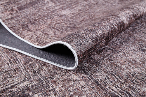 Modern Area Rug - Samundri Brown Digital Print Carpet With Non Slip Pad