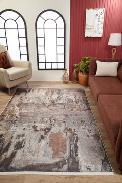 Modern Digital Print Rug - Brown Area Rug, Non Slip, Antibacterial Carpet