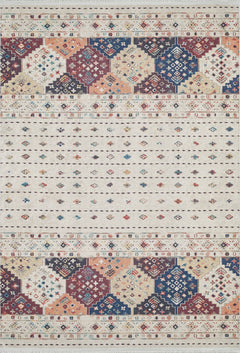 Geometric Area Rug - Digital Print Cream Carpet with Non Slip Pad for Modern Living Room