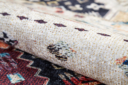 Geometric Area Rug - Digital Print Cream Carpet with Non Slip Pad for Modern Living Room