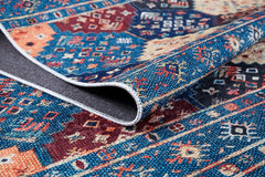 Blue Geometric Area Rug - Digital Print Washable Non Slip Carpet for Living Room