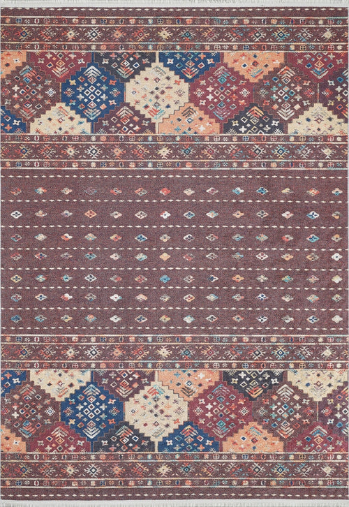 Geometric Area Rug - Brown Digital Print Rug, Non Slip Antibacterial Carpet