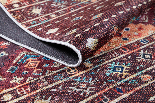 Geometric Area Rug - Brown Digital Print Rug, Non Slip Antibacterial Carpet