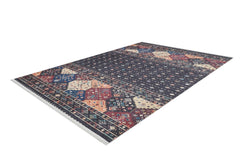 Black Geometric Area Rug - Digital Print Rug | Non Slip Carpet, Antibacterial