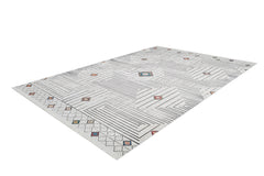 Beige Geometric Area Rug - Digital Print Non Slip Carpet for Living Room