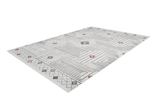 Beige Geometric Area Rug - Digital Print Non Slip Carpet for Living Room