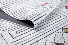 Beige Geometric Area Rug - Digital Print Non Slip Carpet for Living Room