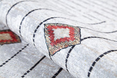 Beige Geometric Area Rug - Digital Print Non Slip Carpet for Living Room