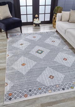 Cautitlan Grey Geometric Digital Print Area Rug
