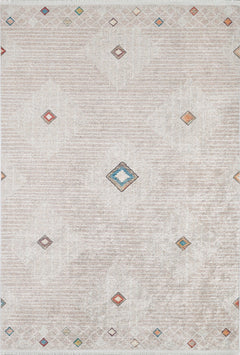 Beige Geometric Area Rug - Stylish Digital Print, Non Slip Antibacterial Carpet