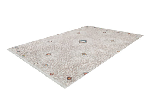 Beige Geometric Area Rug - Stylish Digital Print, Non Slip Antibacterial Carpet