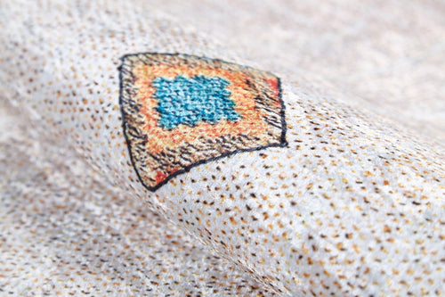 Beige Geometric Area Rug - Stylish Digital Print, Non Slip Antibacterial Carpet