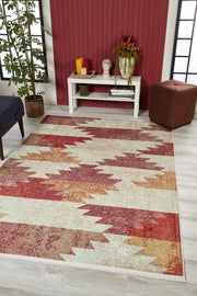 Orange Area Rug - Geometric Digital Print Carpet | Antibacterial Non Slip Mat