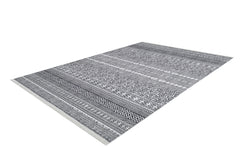 Grey Geometric Area Rug – Digital Print, Non Slip, Antibacterial Carpet for Living Room