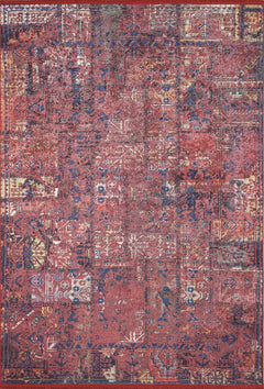 Modern Digital Area Rug – Red Print Carpet | Non Slip, Antibacterial Floor Mat