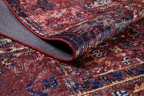 Modern Digital Area Rug – Red Print Carpet | Non Slip, Antibacterial Floor Mat