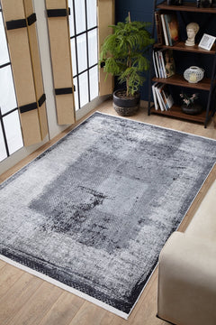 Modern Area Rug | Grey Digital Print Carpet - Non Slip, Antibacterial & Washable Floor Rug