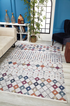 Beige Geometric Area Rug – Digital Print Rug | Non Slip, Antibacterial Floor Carpet