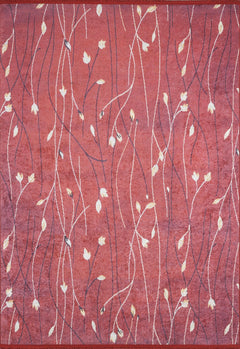 Modern Area Rug - Floral Red Digital Print Non Slip Carpet for Living Room