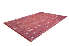Modern Area Rug - Floral Red Digital Print Non Slip Carpet for Living Room