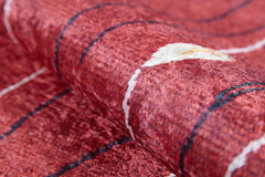 Modern Area Rug - Floral Red Digital Print Non Slip Carpet for Living Room